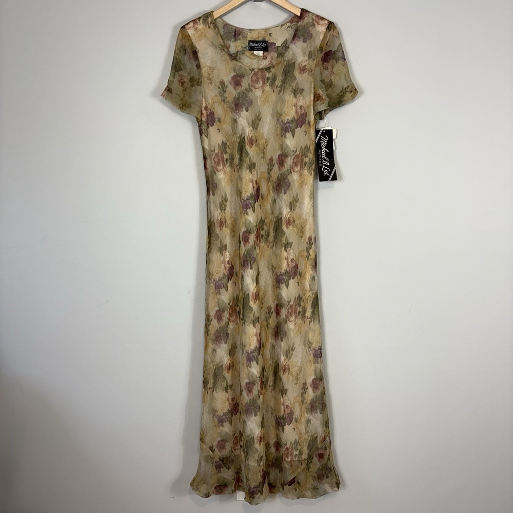 New Vtg Romantic Floral Dress Maxi Sz 12 Fairy Whimsy Romantic Grunge Y2K 90s